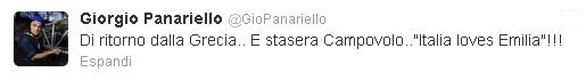 Il tweet di Panariello su Campovolo