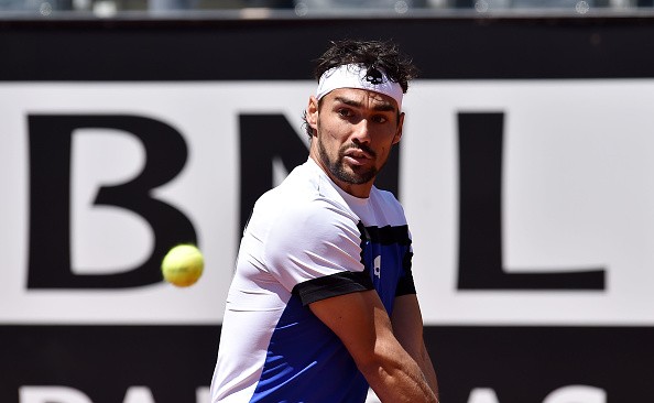 ROME, ITALY - MAY 14: Fabio Fognini of Italy in action during the match between Fabio Fognini of Itally and Matteo Berrettini of Italy during The Internazionali BNL d'Italia 2017 - Day Two at Foro Italico on May 14, 2017 in Rome, Italy. (Photo by Giuseppe Bellini/Getty Images)