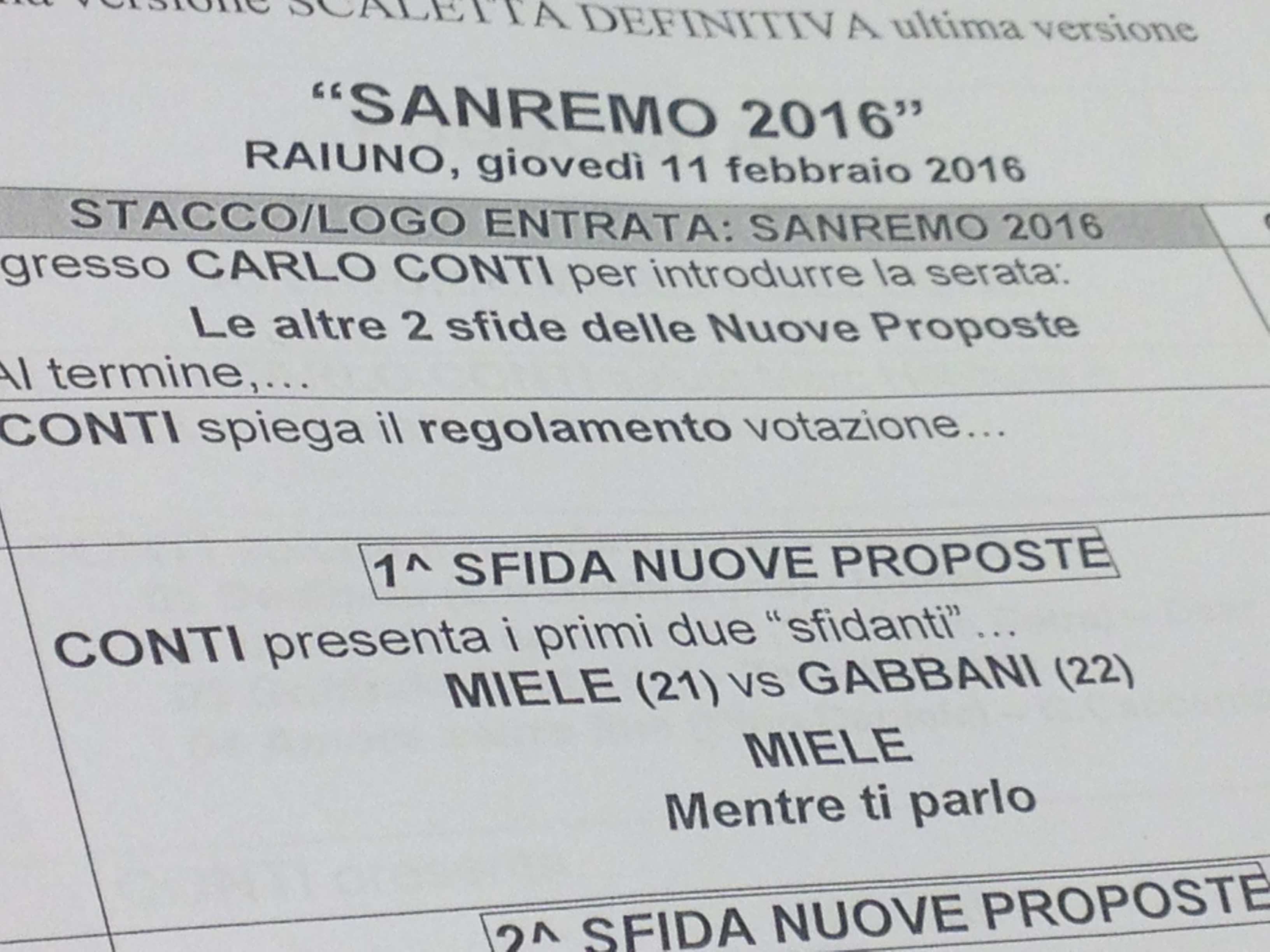 Sanremo 2016 Miele vs Gabbani
