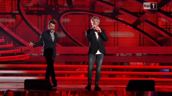 Sanremo 2012 - Francesco Renga con Sergio Dalma in Il mondo-El mundo
